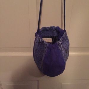 Blue suede and snakeskin petite pouch